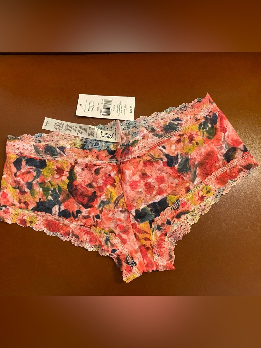 Hanky Panky Pink Multi Floral Lace Boyshort